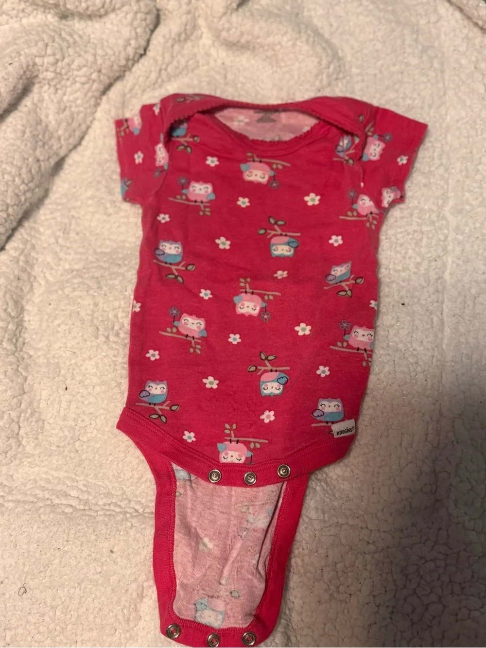 Pink Owl Print Baby Bodysuit with Snap Closures